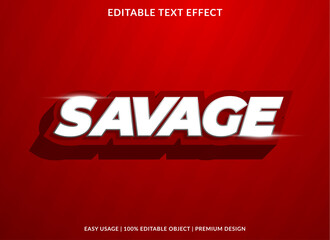 savage text effect template with bold and 3d style use for business logo and brand