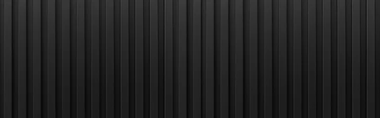 Poster Im Rahmen Panorama des schwarzen gewellten Metallhintergrundes und der Beschaffenheitsoberfläche oder des galvanisierten Stahls © torsakarin