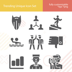 Simple set of men related filled icons.