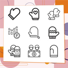 Simple set of 9 icons related to institutions