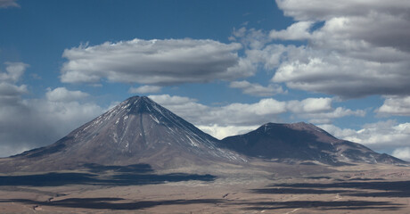 Volcanos and clouds in Atacama desert