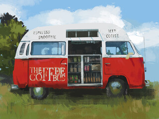 Red coffee bus