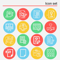 16 pack of concession  lineal web icons set