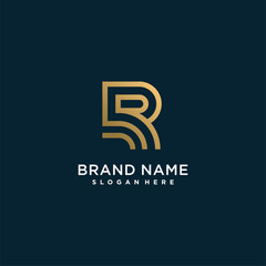 Letter logo with initial R, golden, technology, company, business, concept, Premium Vector Part 4