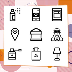 Simple set of 9 icons related to spot