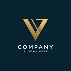 Letter logo with initial V, golden, technology, company, business, concept, Premium Vector Part 2