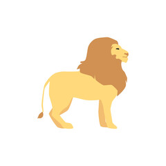 African safari tour wild lion, flat cartoon vector illustration isolated