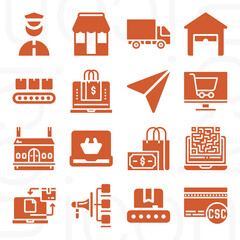 16 pack of shipping  filled web icons set