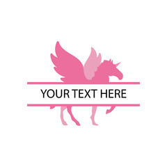 Unicorn with split text design template vector isolated