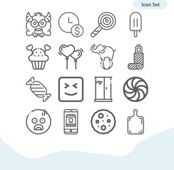 Simple set of birthday related lineal icons.