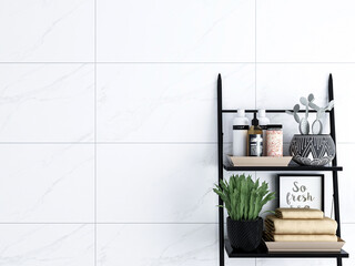 The bright and clean bathroom has bathtub, washstand and so on