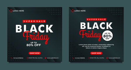 Black Friday sale social media banner template with black background gradient style
