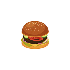 Isolated icon of classic burger a flat cartoon vector illustration