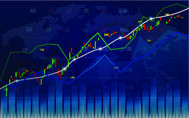 Stock market or forex trading candlestick graph in graphic design for financial investment concept