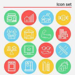 16 pack of substantial  lineal web icons set