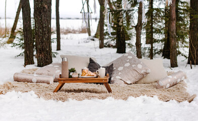 winter picnic in the forest