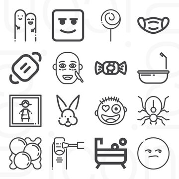 16 pack of baby  lineal web icons set