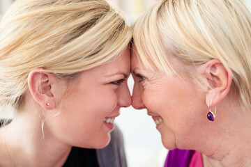 mother and daughter looking at each other