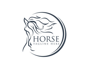 Abstract luxury horse symbol logo design. Animal logo design illustration.