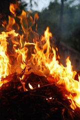 fire was burning in the dark