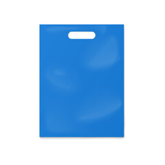 Empty 3D blue blank plastic bag - vector isolated realistic illustration