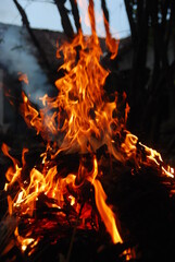 fire was burning in the dark
