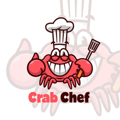 FUNNY RED CRAB WEARING CHEF HAT AND BRING SPATULA © Aprik