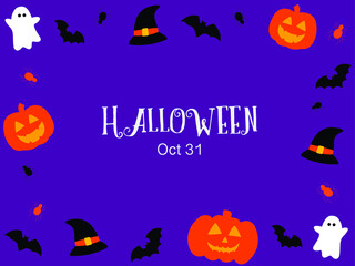 halloween banner with pumpkin spider and bats