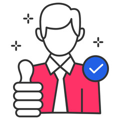 Showing thumb Up Gesture after Casting the Vote Concept, You are the Best Vector Color Icon Design, Presidential elections 2020 in United States Symbol on White background 