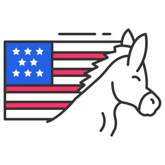 Donkey and American Flag to Promote the Democrat Vote Concept Vector Icon Design, Presidential elections in United States Symbol on White background 