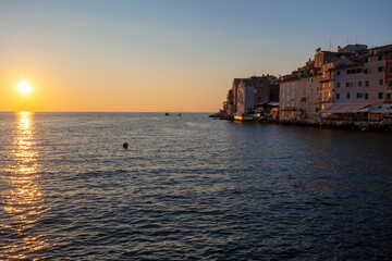 Fototapeta premium Rovinj town at sunset, Istra, Croatia