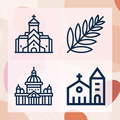 Fototapeta premium Simple set of muslims related lineal icons