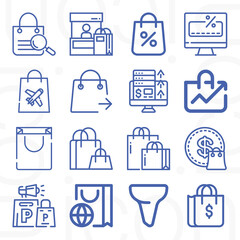 16 pack of gross revenue  lineal web icons set