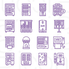 16 pack of vending  lineal web icons set