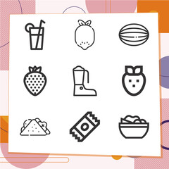 Simple set of 9 icons related to slice