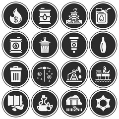 16 pack of coal  filled web icons set