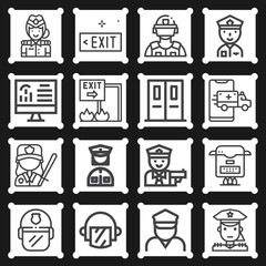16 pack of urgency  lineal web icons set