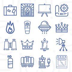 16 pack of power  lineal web icons set