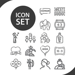 Simple set of goddess related lineal icons.