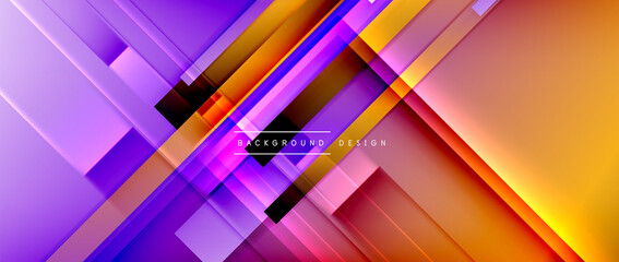 Dynamic lines on fluid color gradient. Trendy geometric abstract background for your text, logo or graphics