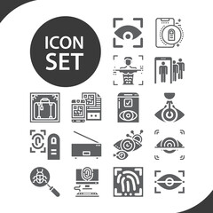 Simple set of glance over related filled icons.