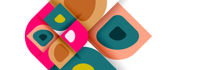 Set of vector modern geometric abstract backgrounds with repeating abstract round shapes patterns and shadow effects