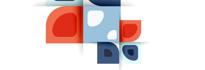 Fototapeta premium Set of vector modern geometric abstract backgrounds with repeating abstract round shapes patterns and shadow effects