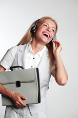 business woman in a headset