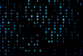 Dark BLUE vector pattern with symbol of cards.