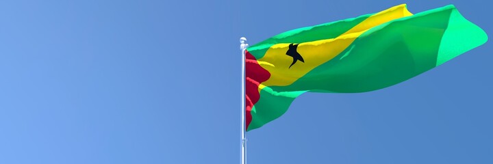 3D rendering of the national flag of Sao Tome And Principe waving in the wind