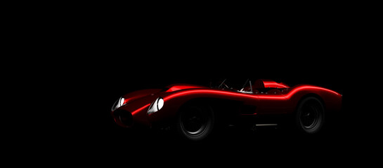 silhouette of red vintage sports car