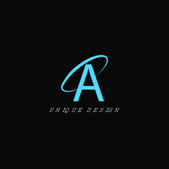 Unique A letter logo design with black background.