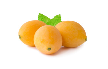 Sweet ripe Marian plum thai fruit an isolated on white background