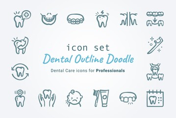 Dental Doodle Outline Icon Collection